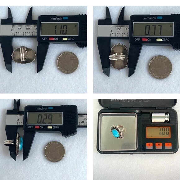 VTG Oxidized Sterling Silver Southwest Style Turquoise Scrollwork Ring Sz 2.75 - Picture 10 of 16